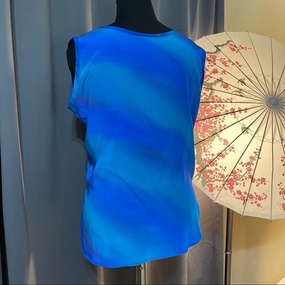 A Touch of Class Blue Purple Tie Dye Silk Blouse - Picture 5 of 7